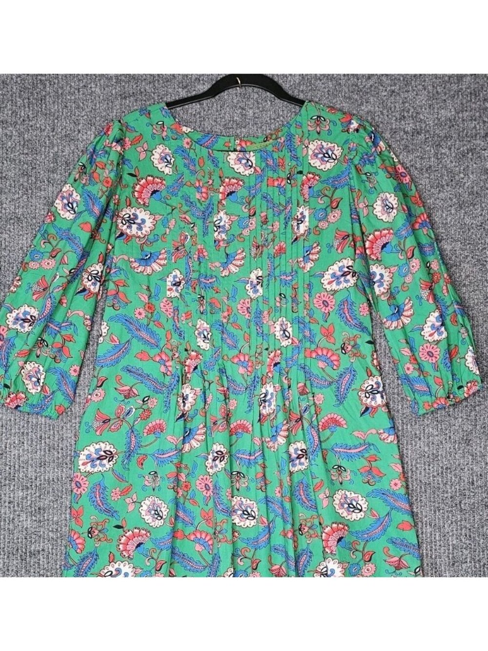 Clare V Francoise Floral Paisley Midi Dress L Pockets Cotton Pintuck Pleats - Picture 2 of 8
